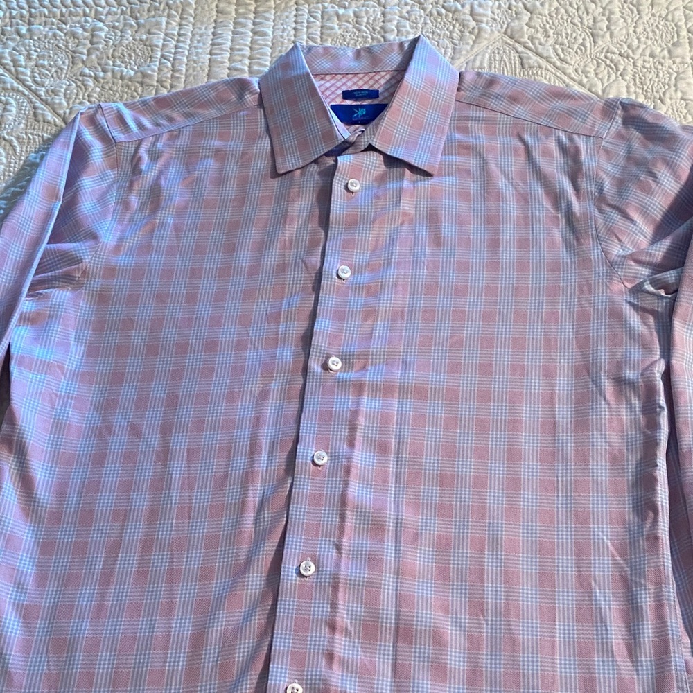 Egara Pink and White Plaid Dress Shirt